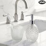 Set de 2 Piezas para Baño con Dispensador de Jabón y Vaso Porta Cepillos Colores Surtidos