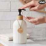Dispensador de Jabón Líquido de Cerámica Diseño Decorativo Acanalado Presentación Surtida