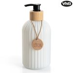 Dispensador de Jabón Líquido de Cerámica Diseño Decorativo Acanalado Presentación Surtida