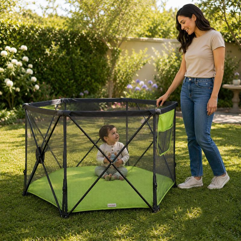 Corral de Juegos Infantil Plegable Hexagonal con Mochila de Transporte