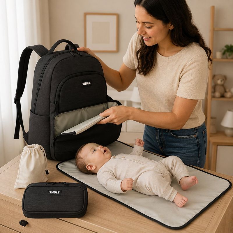 Pañalera Mochila con Cambiador Portátil y Compartimentos Organizadores