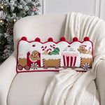Cojín Decorativo Tren de Jengibre Navideño Blanco y Rojo 20 x 50 cm