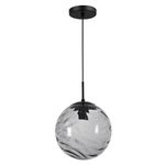 Lámpara Colgante Tipo Globo de Cristal Humo y Negro Base E27 60W 1.87 m