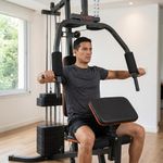 Estación de Gimnasio Compacto con Torre de Pesas de 99 Libras y Poleas para Uso Doméstico