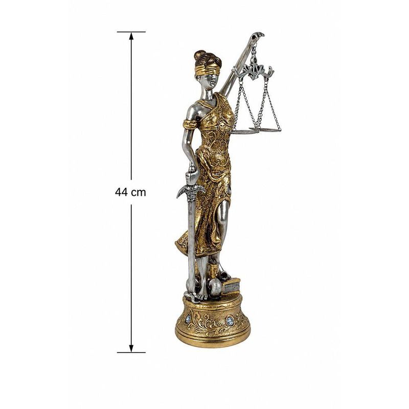 Figura Decorativa 12 x 13.3 x 44.7 cm Dama de la Justicia Color Dorado y Plateado