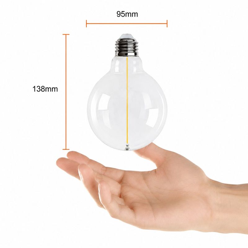 Foco LED Globo G95 Filamento Magnético Transparente Luz Cálida 2.5W E27