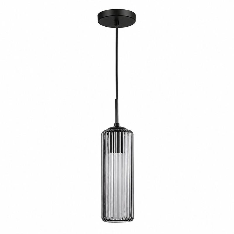 Lámpara Colgante Tubular Acanalada de Cristal Humo Base E27 60W 1.92 m