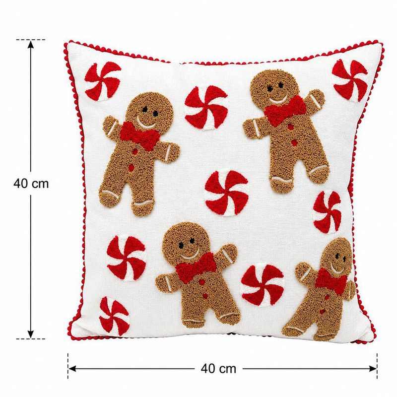 Cojín Navideño Galletas de Jengibre con Caramelos 40 x 40 cm