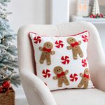 Cojín Navideño Galletas de Jengibre con Caramelos 40 x 40 cm