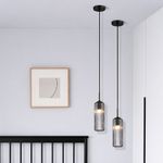 Lámpara Colgante Tubular Acanalada de Cristal Humo Base E27 60W 1.92 m