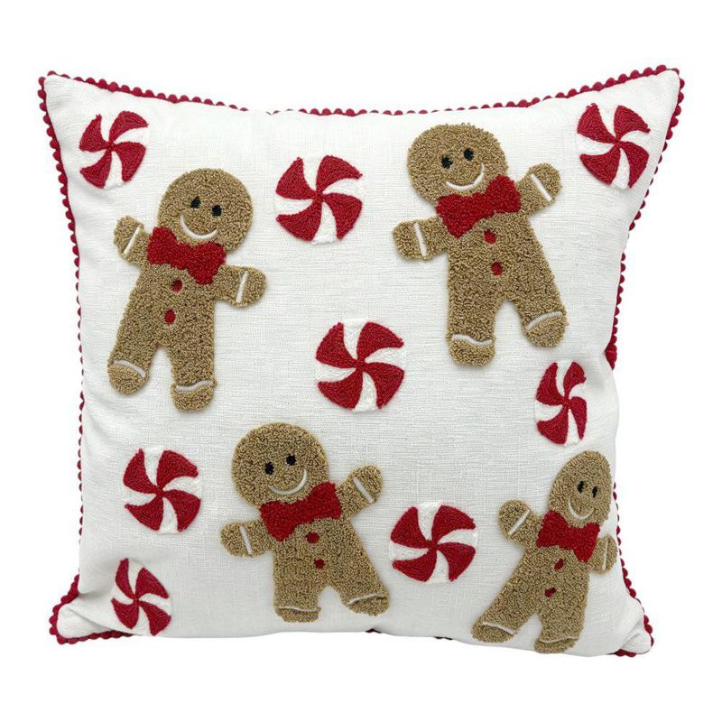 Cojín Navideño Galletas de Jengibre con Caramelos 40 x 40 cm