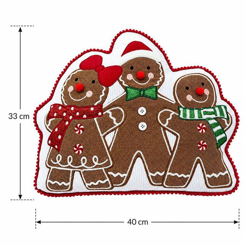 Cojín Navideño Familia Galletas de Jengibre 33 x 40 cm