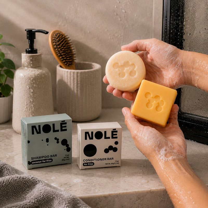 Set de Shampoo y Acondicionador Sólido con Coco para Control del Frizz