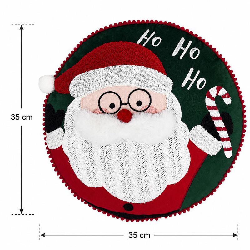 Cojín Decorativo Santa Claus Ho Ho Ho Verde y Rojo 35 x 35 cm
