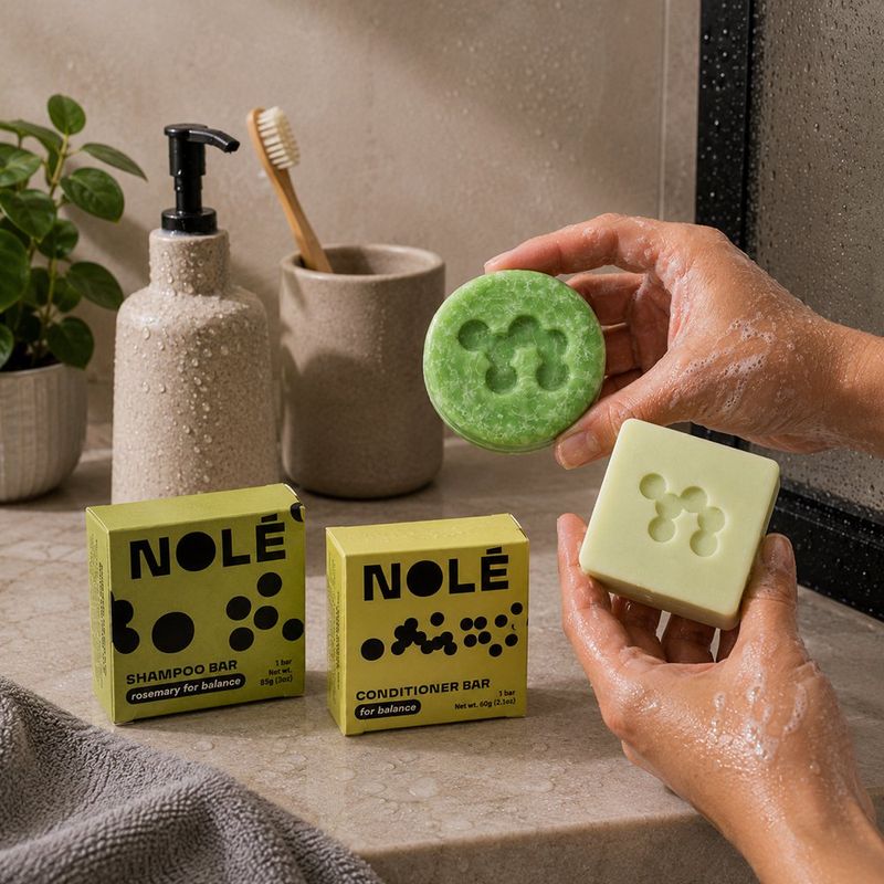 Set de Shampoo y Acondicionador Sólido con Romero para Balance Capilar