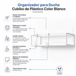 Organizador para Ducha Cubiko de Plástico Color Blanco