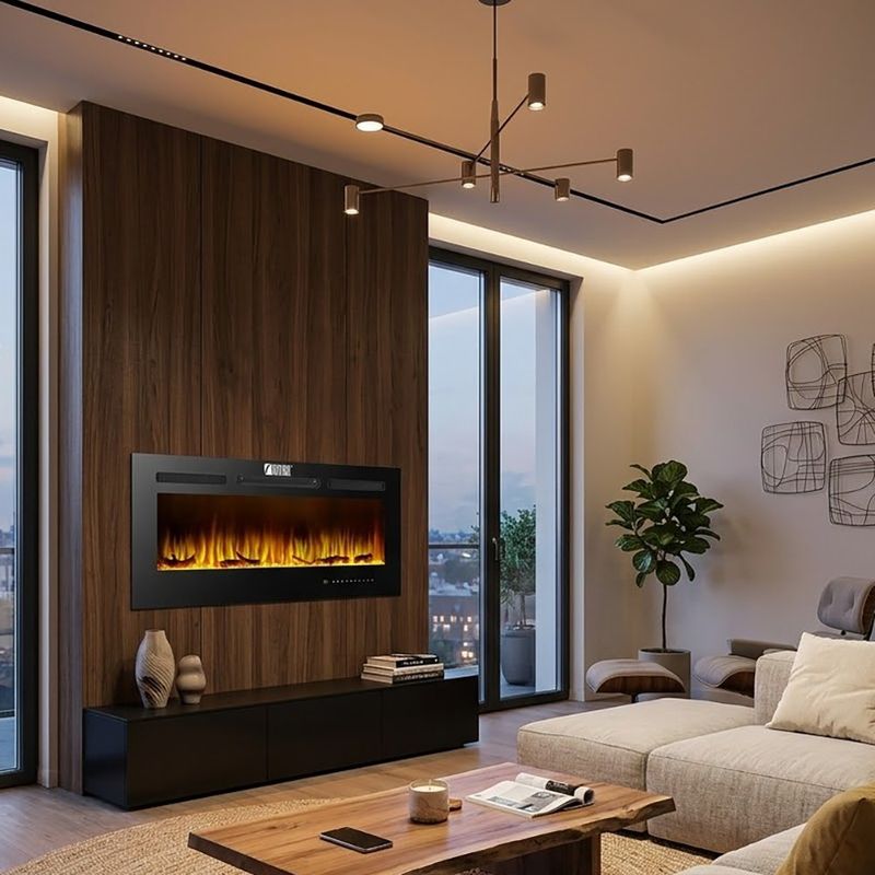 Calefactor con Diseño de Chimenea Eléctrica con Control Remoto 14 Colores