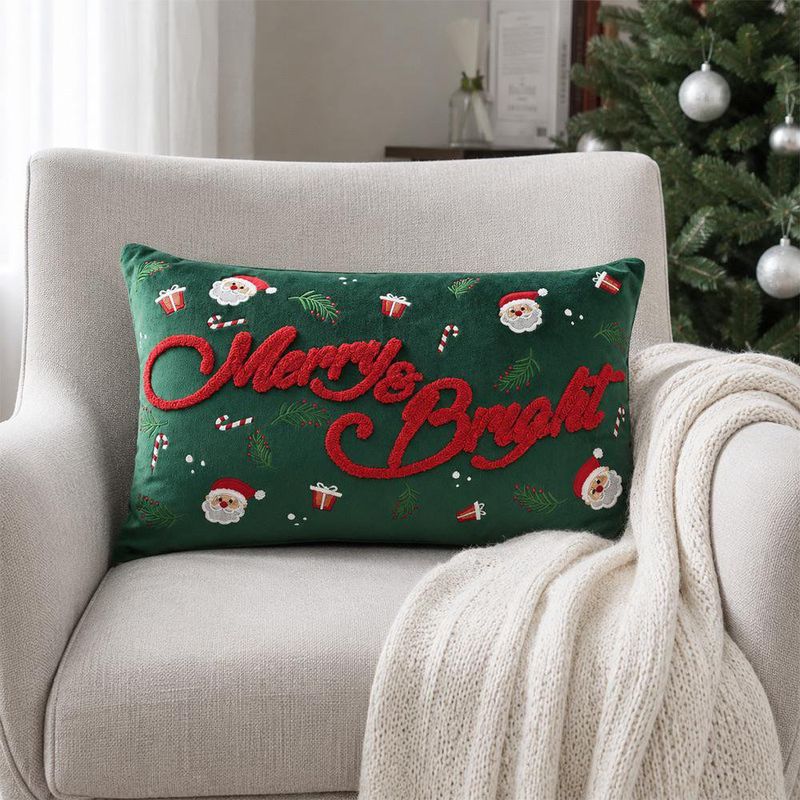Cojín Decorativo Navideño Merry & Bright Verde 30 x 50 cm