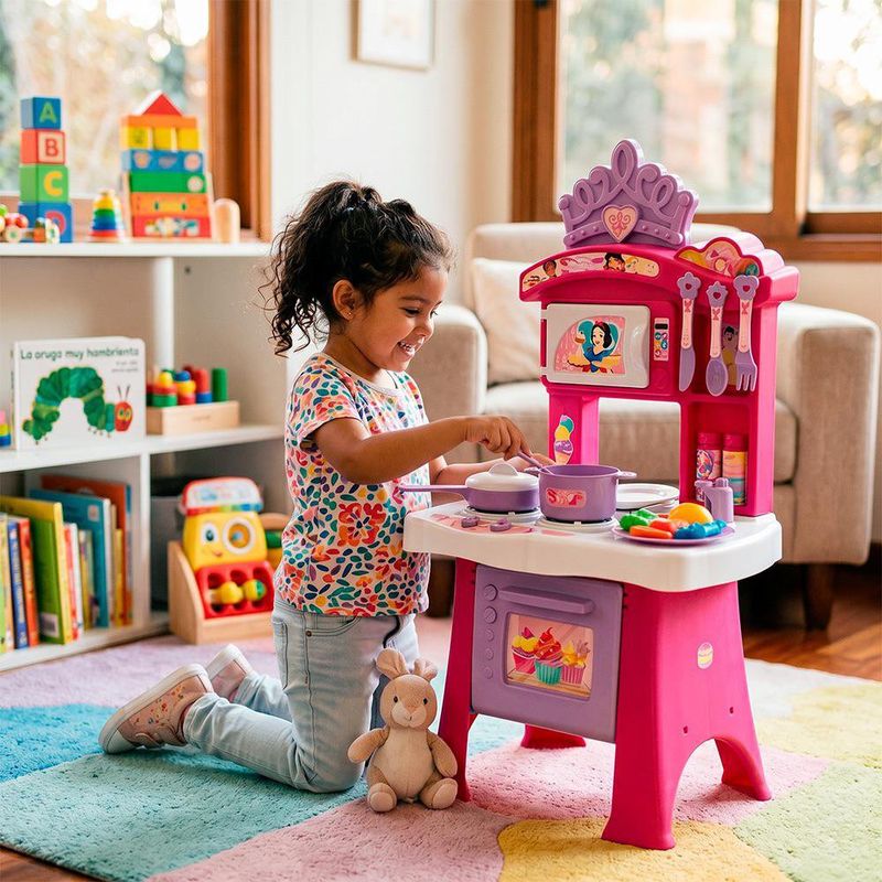 Cocina Infantil Disney Princesas Petit Chef con Accesorios y Horno de Juguete Color Rosado