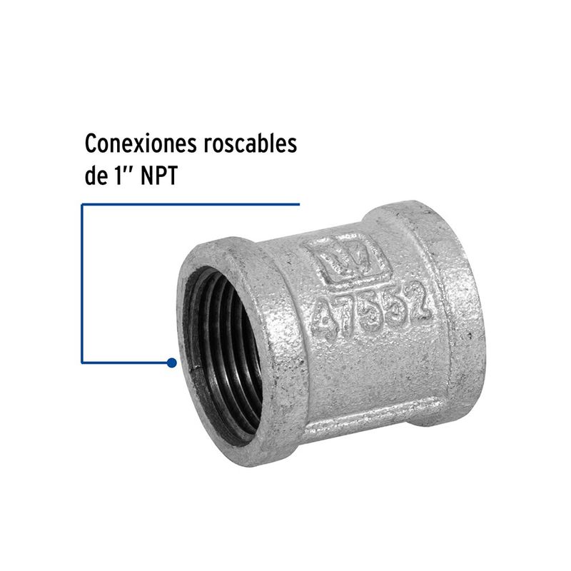 Cople Reforzado de Acero Galvanizado 1 plg