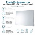 Espejo Rectangular Liso sin Marco 120 x 70 cm para Pared