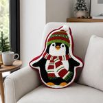 Cojín Decorativo de Pingüino Navideño 35 x 35 cm