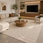Alfombra de Área 160 x 230 cm Brera Líneas Curvas Color Beige
