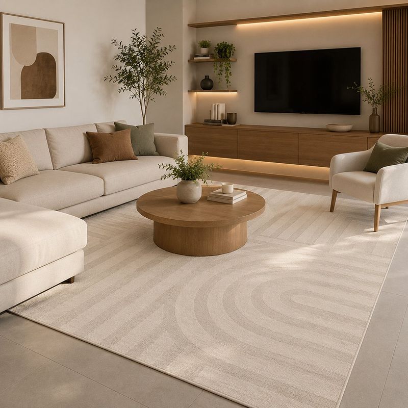 Alfombra de Área 160 x 230 cm Brera Líneas Curvas Color Beige