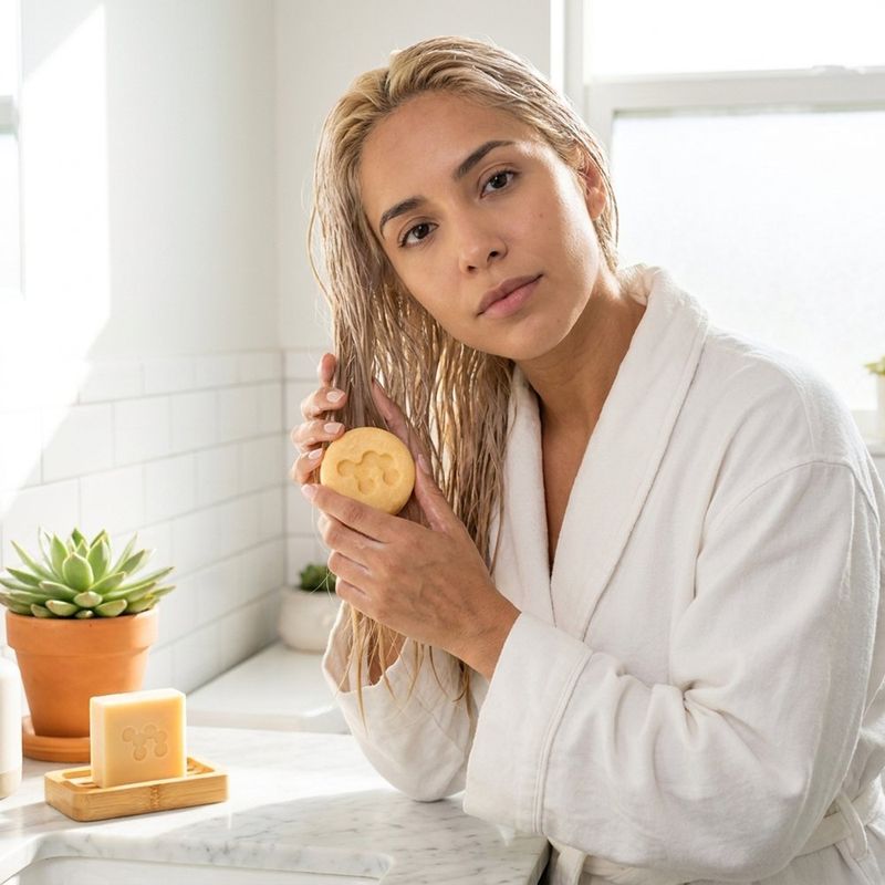 Set de Shampoo y Acondicionador Sólido con Manzanilla para Cabello Rubio