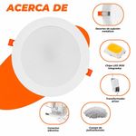 Panel LED Circular Empotrable de 18W con Luz Cálida para Techo