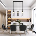 Lámpara Colgante Lineal con 3 Luces de Cristal Humo Base E27 180W 1.92 m