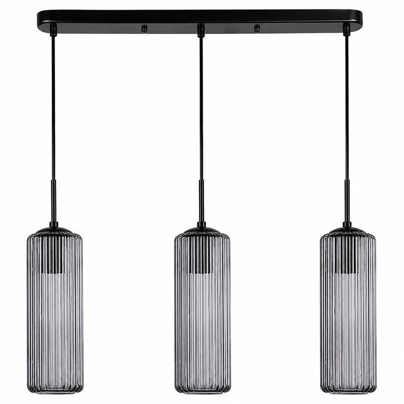 Lámpara Colgante Lineal con 3 Luces de Cristal Humo Base E27 180W 1.92 m