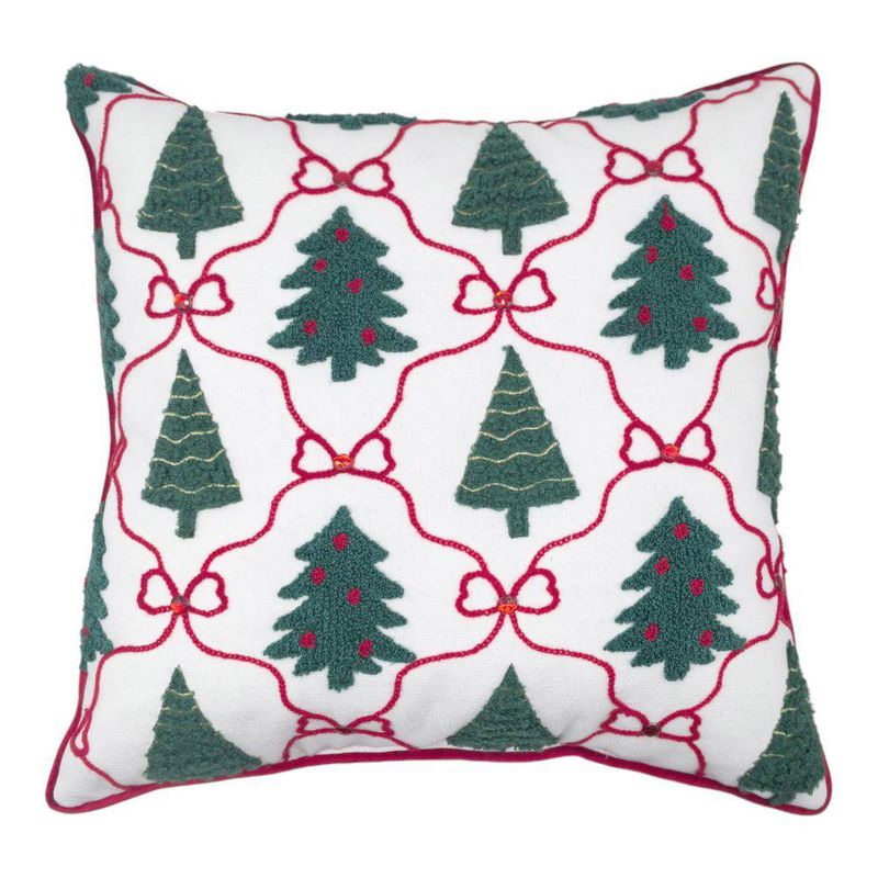 Cojín Decorativo Pinos Navideños Bordados 40 x 40 cm