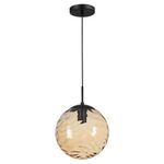Lámpara Colgante Tipo Globo de Cristal Ámbar y Negro Base E27 60W 1.87 m