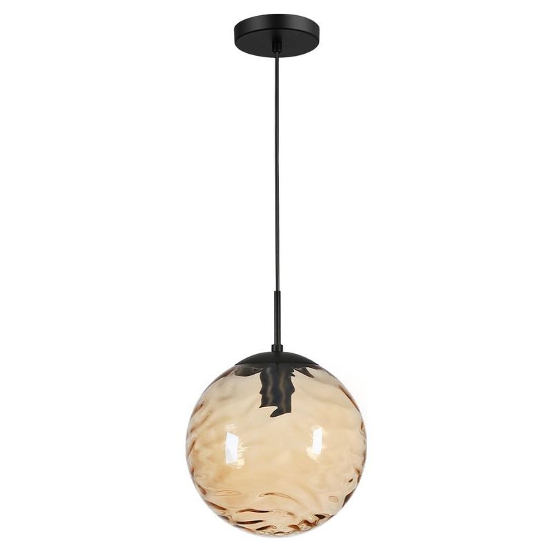 Lámpara Colgante Tipo Globo de Cristal Ámbar y Negro Base E27 60W 1.87 m