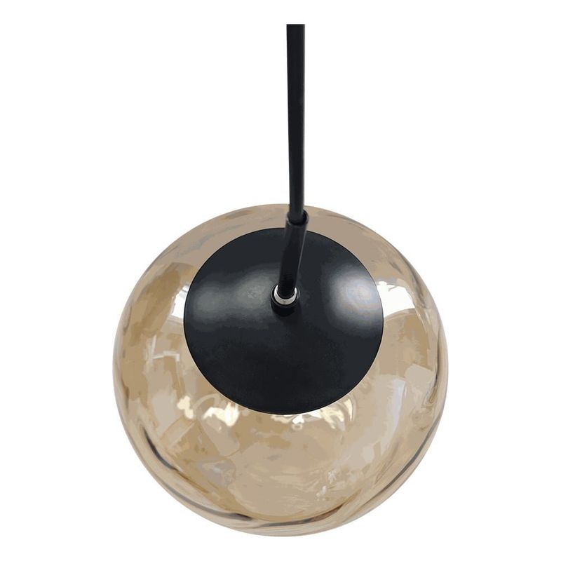 Lámpara Colgante Tipo Globo de Cristal Ámbar y Negro Base E27 60W 1.87 m