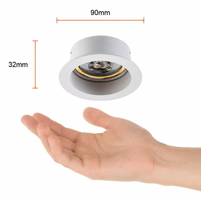 Lámpara Empotrable LED Redonda Blanca Luz Cálida 7W 500 lm 90 mm