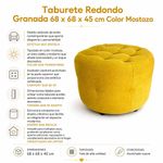 Taburete Redondo Granada 68 x 68 x 45 cm Color Mostaza