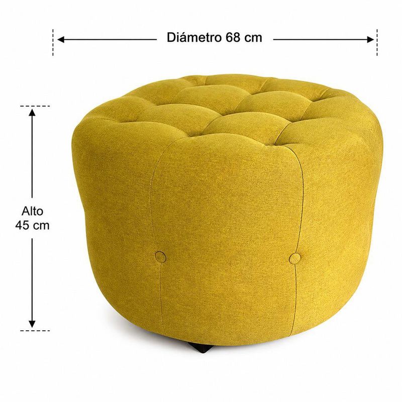 Taburete Redondo Granada 68 x 68 x 45 cm Color Mostaza