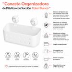 Canasta Organizadora de Plástico con Succión Color Blanco