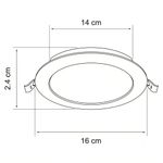 Panel LED Circular Empotrable de 12W con Luz de Día para Techo