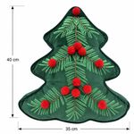 Cojín Decorativo Árbol de Navidad Verde con Pompones Rojos 35 x 40 cm