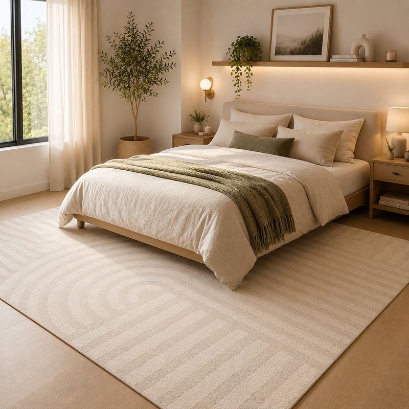 Alfombra de Área 160 x 230 cm Brera Líneas Curvas Color Beige