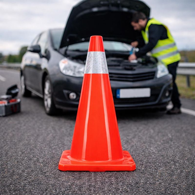 Cono de Precaución en PVC de 70 cm con Reflejante Color Naranja