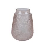 Florero de Vidrio Corrugado Traslúcido Decorativo de 28 cm Color Café Ámbar Claro