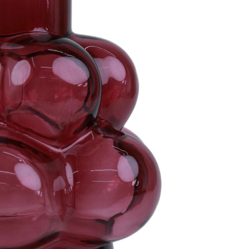 Florero de Vidrio con Burbujas Decorativo de 25 cm Color Rojo Vino