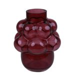 Florero de Vidrio con Burbujas Decorativo de 25 cm Color Rojo Vino