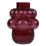 Florero de Vidrio con Burbujas Decorativo de 25 cm Color Rojo Vino