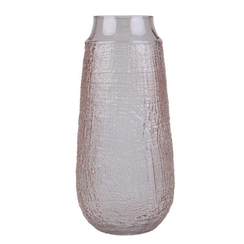 Florero de Vidrio Corrugado Traslúcido Decorativo de 38 cm Color Café Ámbar