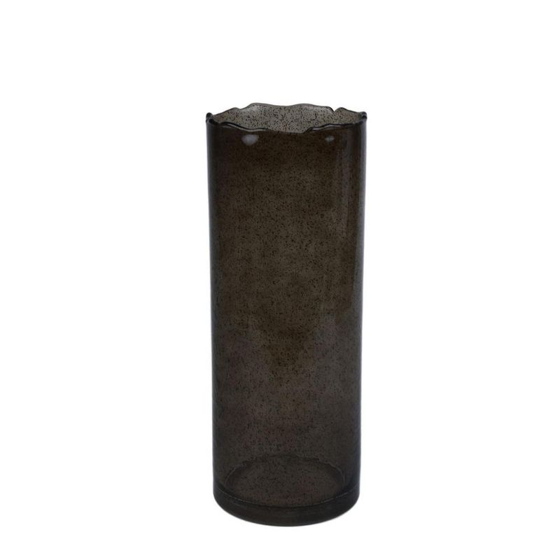 Florero de Vidrio Cilíndrico Decorativo de 34 cm Color Café